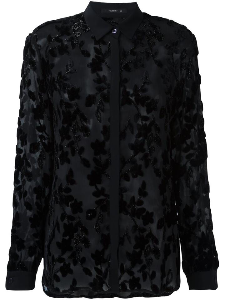 Etro Devoré Blouse, Women's, Size: 40, Black, Viscose/silk/polyamide