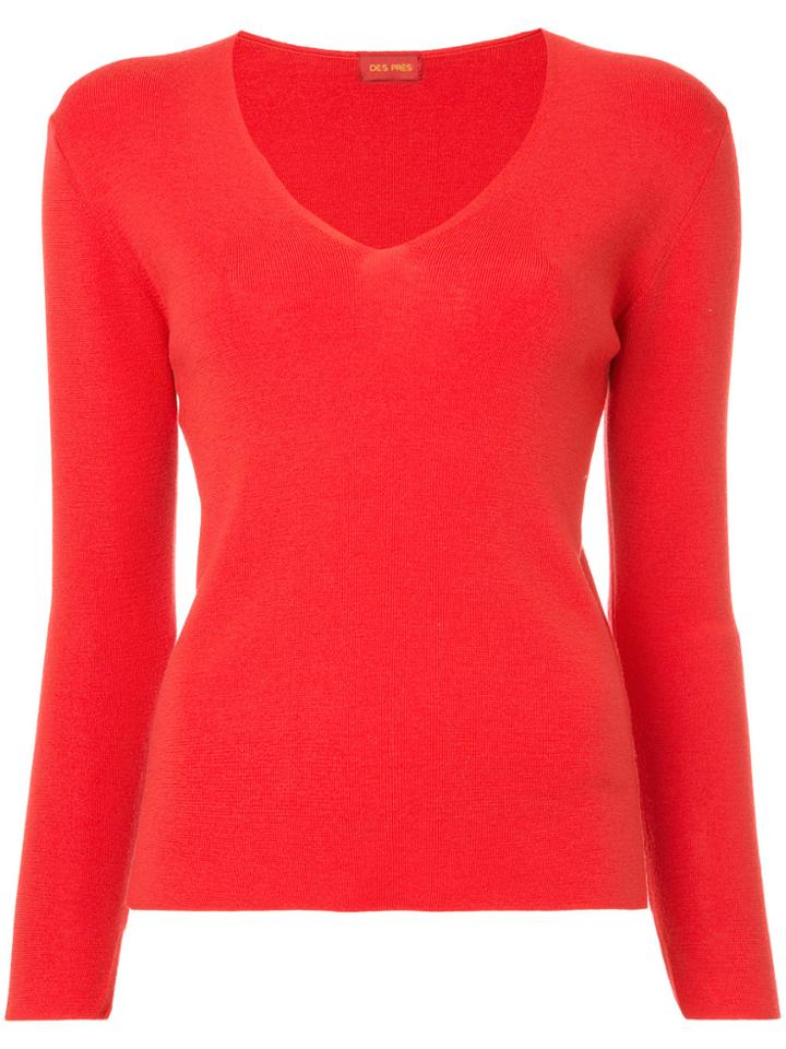 Des Prés V-neck Jumper - Red