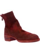 Guidi Distressed Zip-up Boot - Red