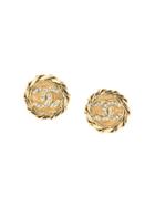 Chanel Pre-owned 1988 Twisted-edge Cc Earrings - Gold