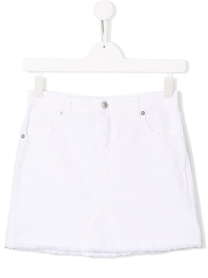 Chiara Ferragni Kids Fringed Edges Denim Shorts - White