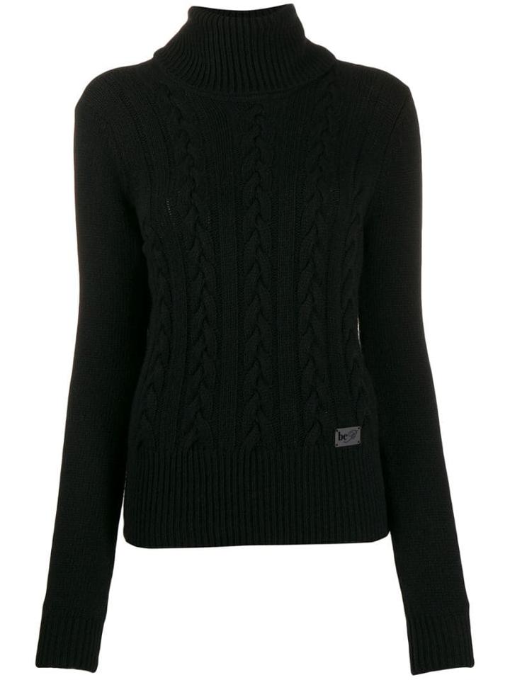 Be Blumarine Roll Neck Cable Knit Sweater - Black