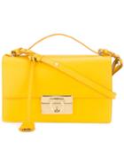 Salvatore Ferragamo Gancio Flap Shoulder Bag, Women's, Yellow/orange, Calf Leather