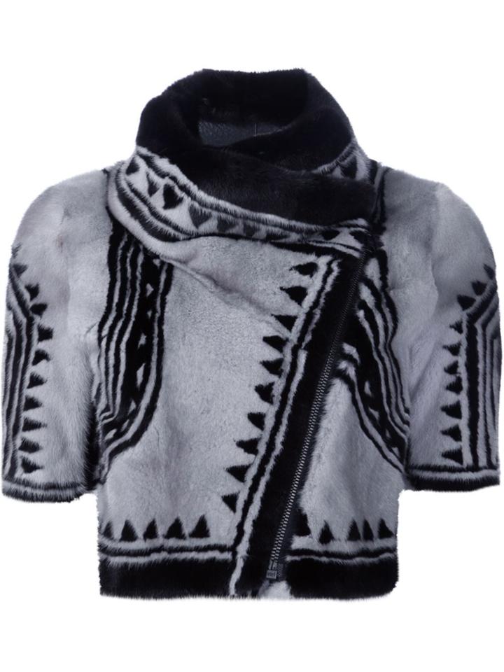 Yigal Azrouel 'geo' Biker Cropped Jacket - Black