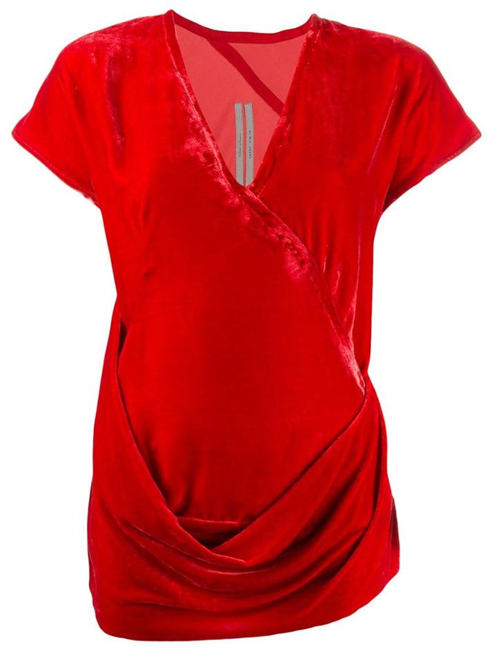 Rick Owens Draped Velvet Blouse - Red