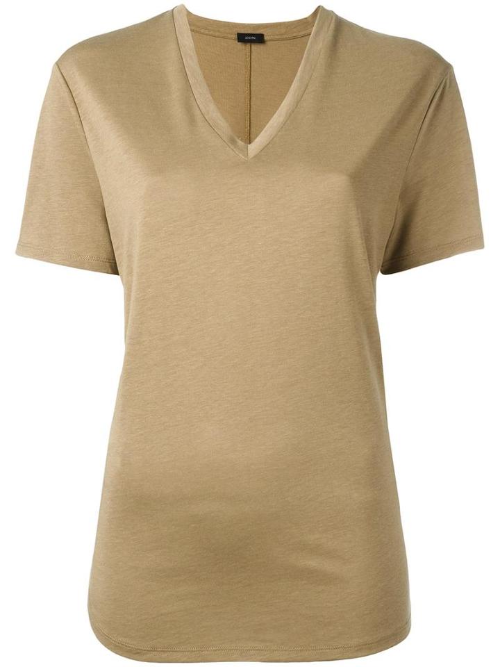 Joseph V-neck T-shirt, Women's, Size: Large, Brown, Cotton/lyocell