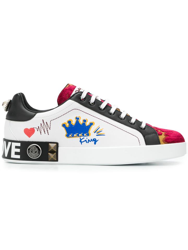 Dolce & Gabbana Crown Applique Sneakers - White