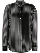 Dkny Button Up Striped Blouse - Black