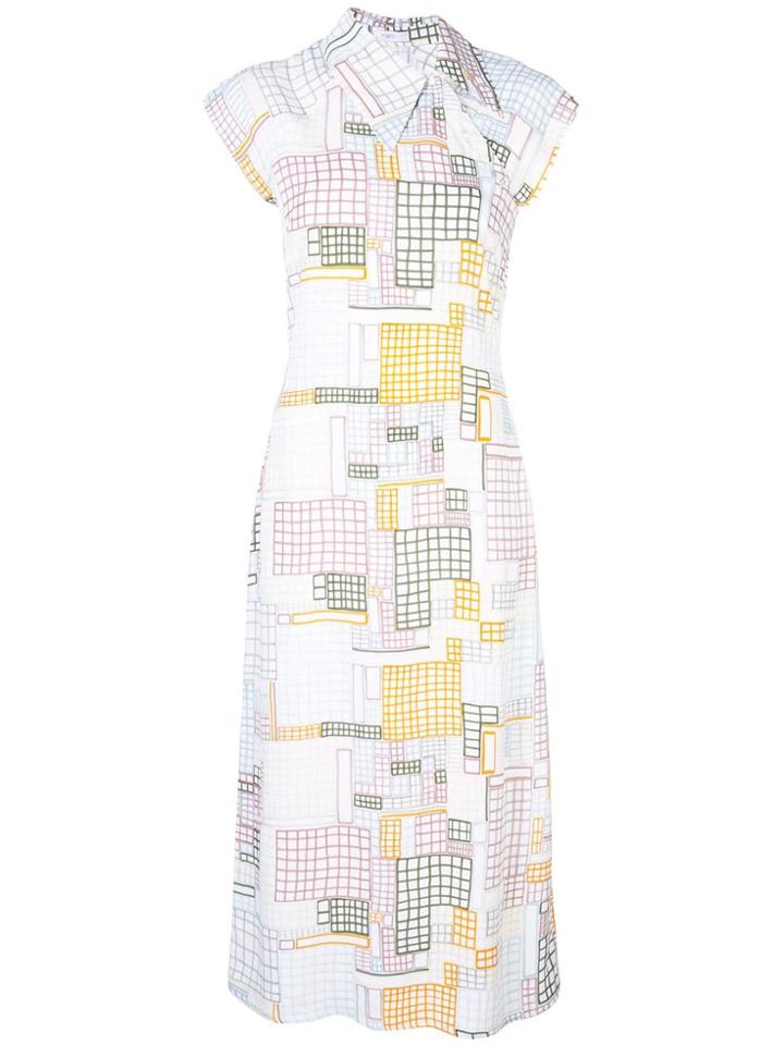 Rosetta Getty Geometric Print Midi Dress - White