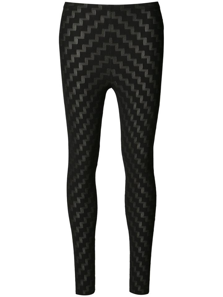 Pleats Please By Issey Miyake Stepped Pattern Leggings, Women's, Size: 3, Black, Nylon/polyester/polyurethane