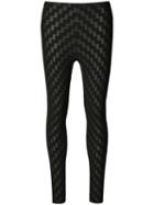 Pleats Please By Issey Miyake Stepped Pattern Leggings, Women's, Size: 3, Black, Nylon/polyester/polyurethane
