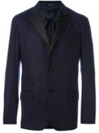 Alexander Mcqueen - Skull & Crown Patch Blazer - Men - Silk/wool - 50, Blue, Silk/wool