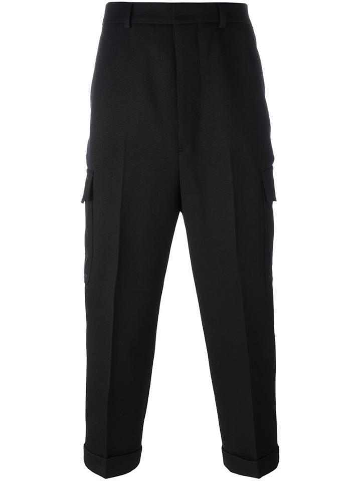 Ami Alexandre Mattiussi Oversized Carrot Fit Trousers, Men's, Size: 38, Black, Polyester/wool