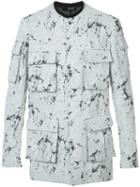 Tom Rebl - Cracked Paint Pocket Shirt - Men - Linen/flax/polyester - 46, Grey, Linen/flax/polyester