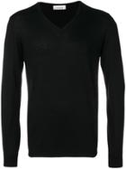 Laneus V-neck Lightweight Sweater - Black