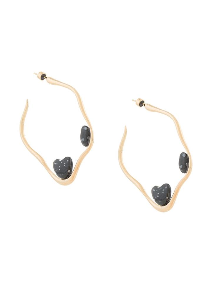 Eye M By Ileana Makri Stone Hoop Earring - Gold
