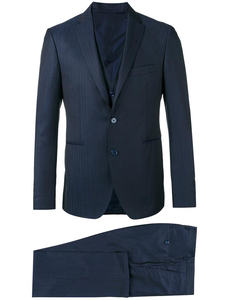 Tagliatore - Pinstripe Three Piece Suit - Men - Cupro/wool - 52, Blue, Cupro/wool