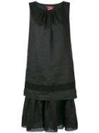 Max Mara Studio - Pleated Hem Dress - Women - Cotton/ramie - 44, Black, Cotton/ramie