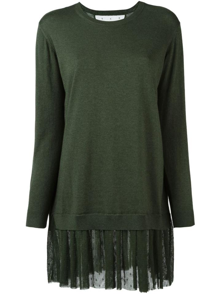 Red Valentino Layered Hem Jumper, Women's, Size: Xs, Green, Silk/polyamide/cashmere