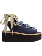 Fendi Lace-up Platform Sandals - Blue