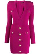 Balmain Cinched Waist Pointelle-knit Dress - Pink
