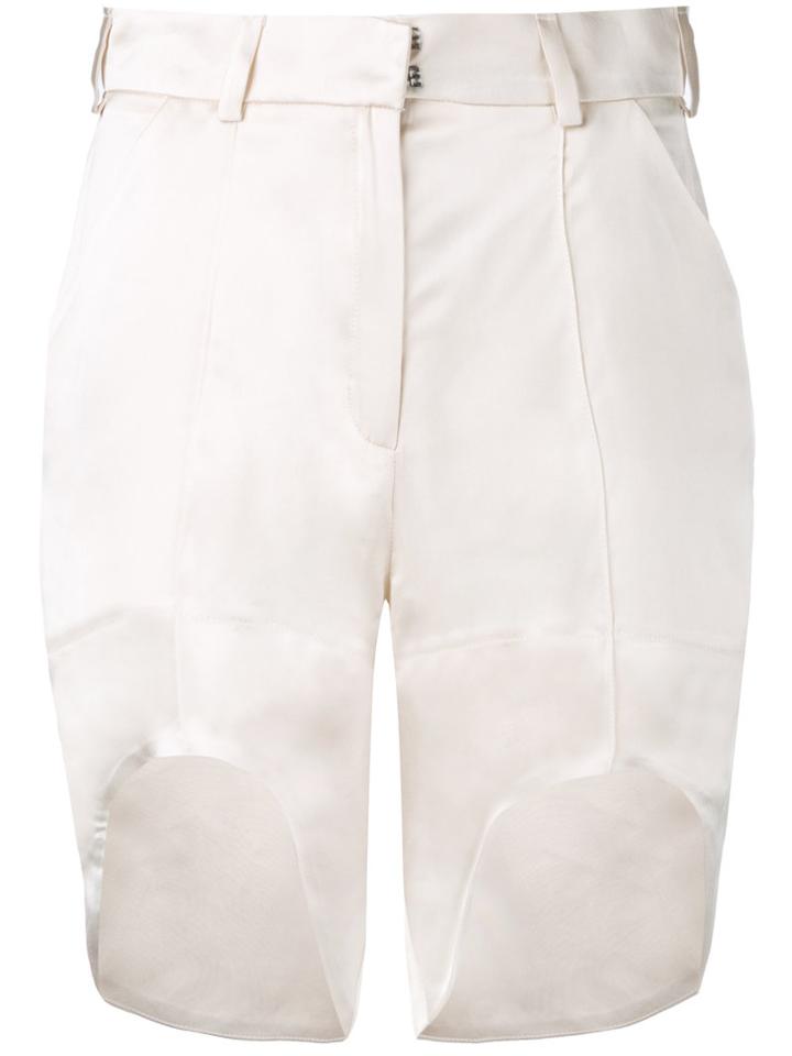 High-low Hem Shorts - Women - Silk - Xs, Nude/neutrals, Silk, Tatuna Nikolaishvili