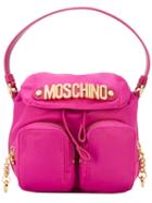 Moschino - Fabric Camera Style Logo Plaque Bag - Women - Cotton/polyamide/polyurethane/metal (other) - One Size, Women's, Pink/purple, Cotton/polyamide/polyurethane/metal (other)