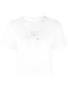 Julien David Cropped Embroidered T-shirt - White