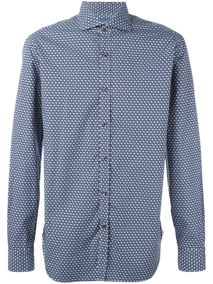 Barba Floral Print Shirt, Men's, Size: 42, Blue, Cotton