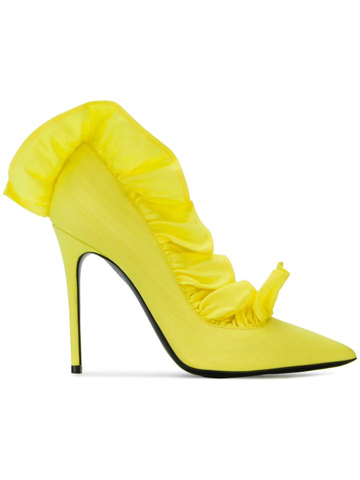 Msgm Ruffle Pumps - Yellow & Orange