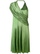 Lanvin Draped V-neck Dress - Green