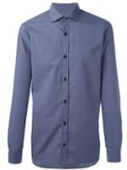 Z Zegna Tonal Print Shirt, Men's, Size: Medium, Blue, Cotton