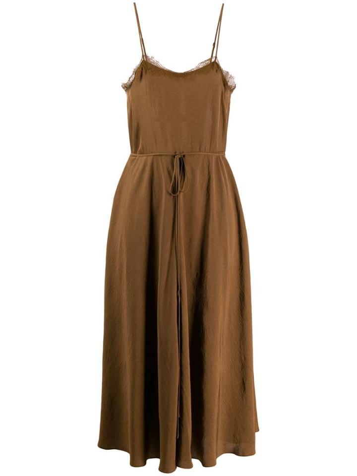 Vince Spaghetti Straps Midi Dress - Brown