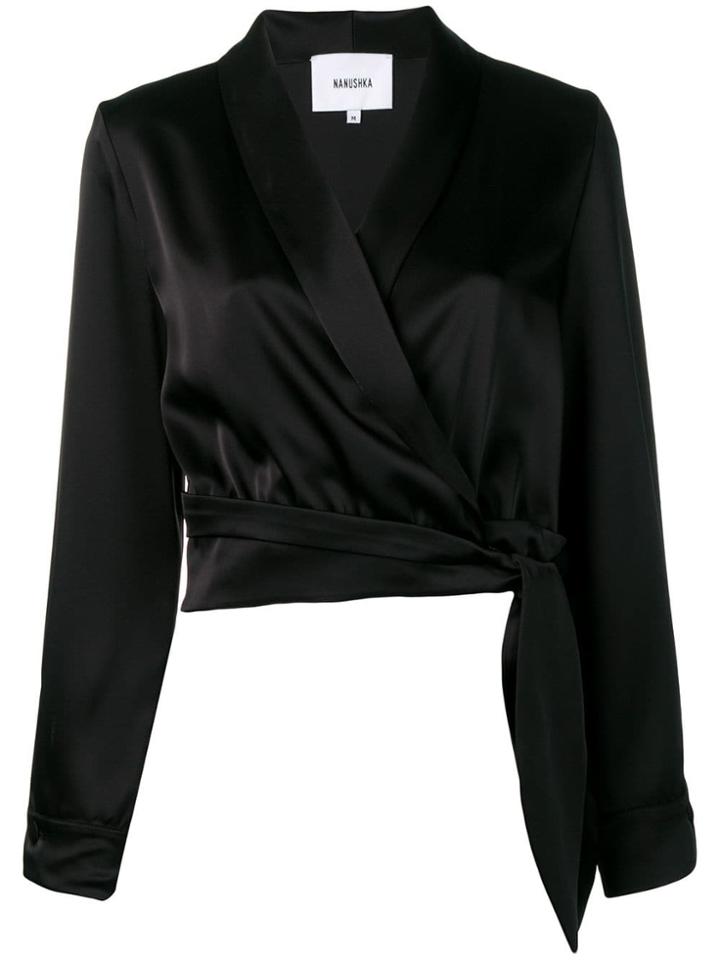 Nanushka Long-sleeve Wrap Top - Black