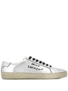 Saint Laurent Lace-up Logo Sneakers - Silver