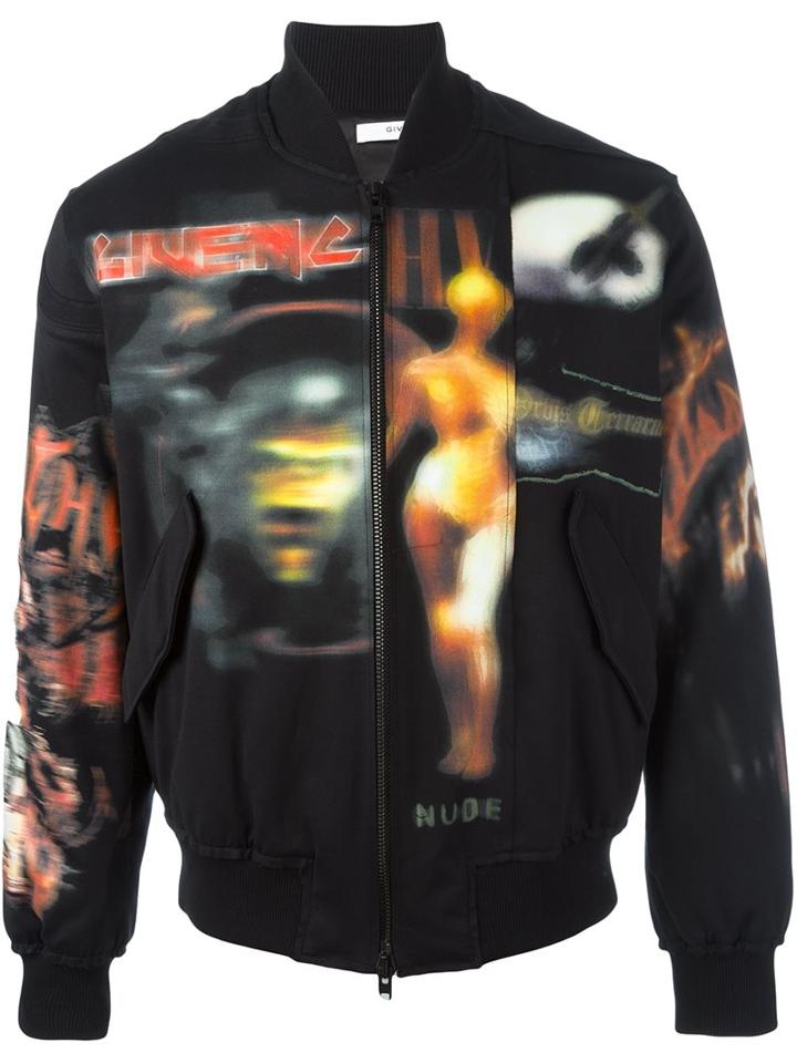 Givenchy Printed Bomber Jacket, Men's, Size: Xl, Black, Cotton/viscose