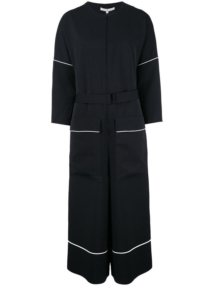 Tibi Belted Playsuit, Women's, Size: 4, Black, Polyester/silk