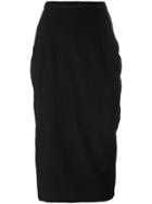 Rick Owens Draped Back Pencil Skirt, Women's, Size: 40, Black, Virgin Wool/cupro