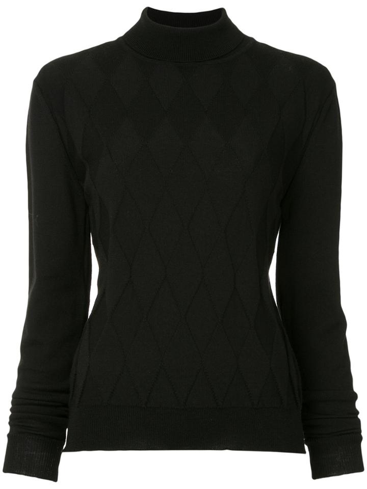 Zambesi Diamond Textured Turtleneck Sweater - Black