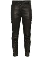 Ann Demeulemeester Mid Rise Cropped Leather Trousers - Black