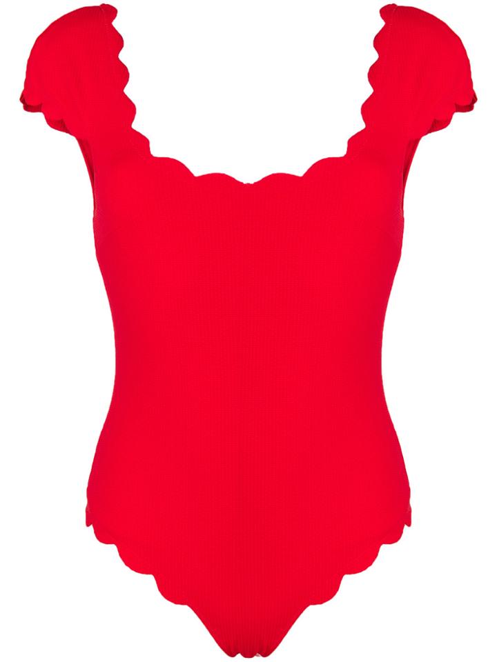 Marysia Scalloped Trim Swimsuit - Red