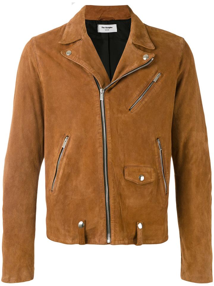 The Kooples - Vintage Biker Jacket - Men - Goat Skin/polyester/acetate/cupro - L, Nude/neutrals, Goat Skin/polyester/acetate/cupro