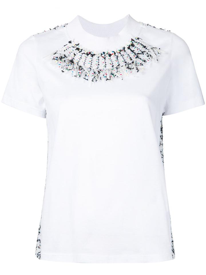 Coohem - Tweed Details T-shirt - Women - Cotton/nylon/polyester - 38, White, Cotton/nylon/polyester