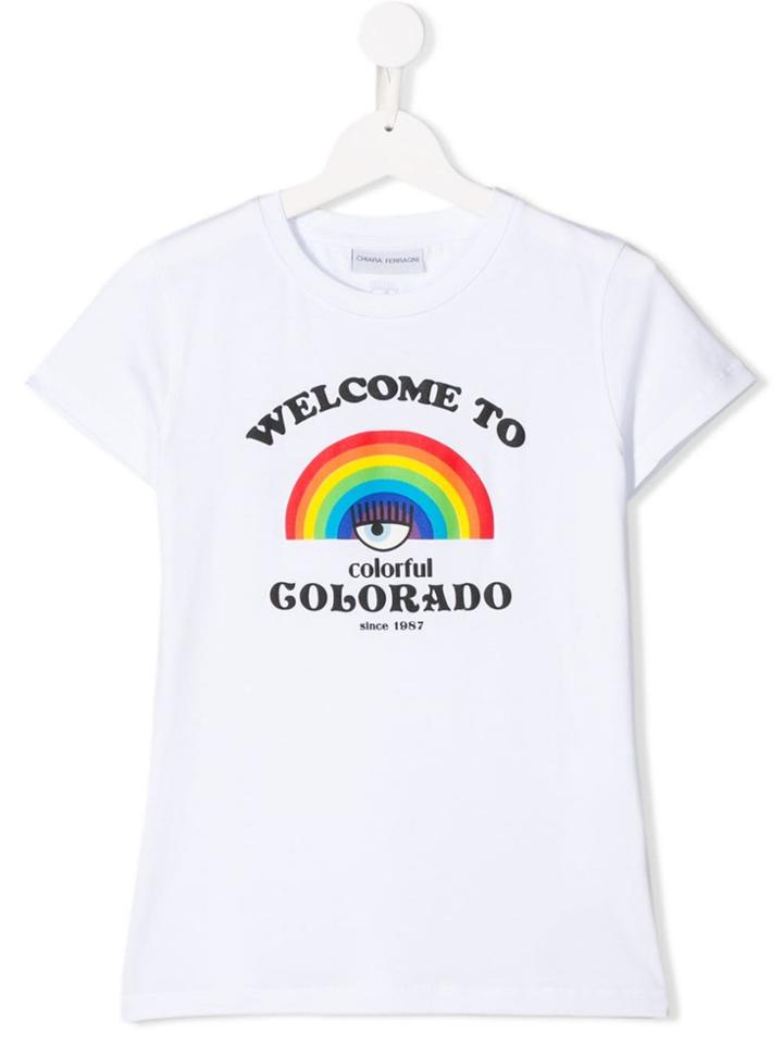 Chiara Ferragni Kids 'welcome To Colorado' Printed T-shirt - White