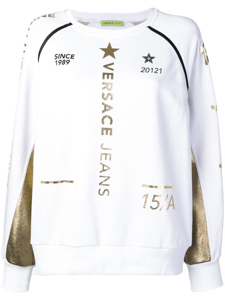 Versace Jeans Gold-tone Printed Jumper - White