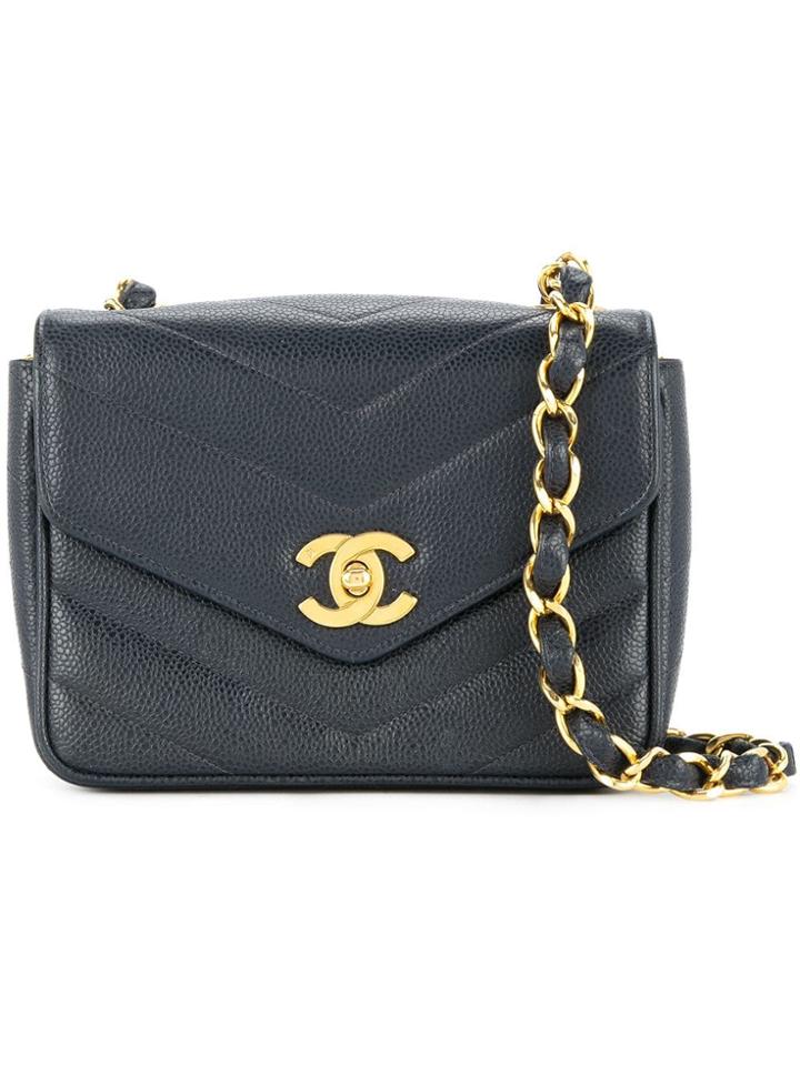 Chanel Pre-owned V Stitch Shoulder Bag - Blue