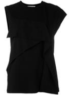 Enföld - Asymmetric Fold Panel Top - Women - Cotton - 40, Women's, Black, Cotton