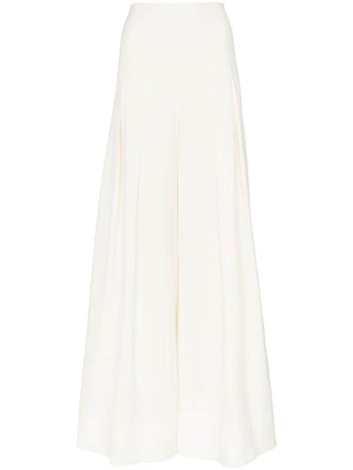 Jacquemus High-waisted Wide Leg Pleated Trousers - White