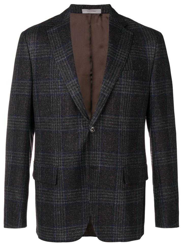 Corneliani Single-breasted Check Blazer - Grey