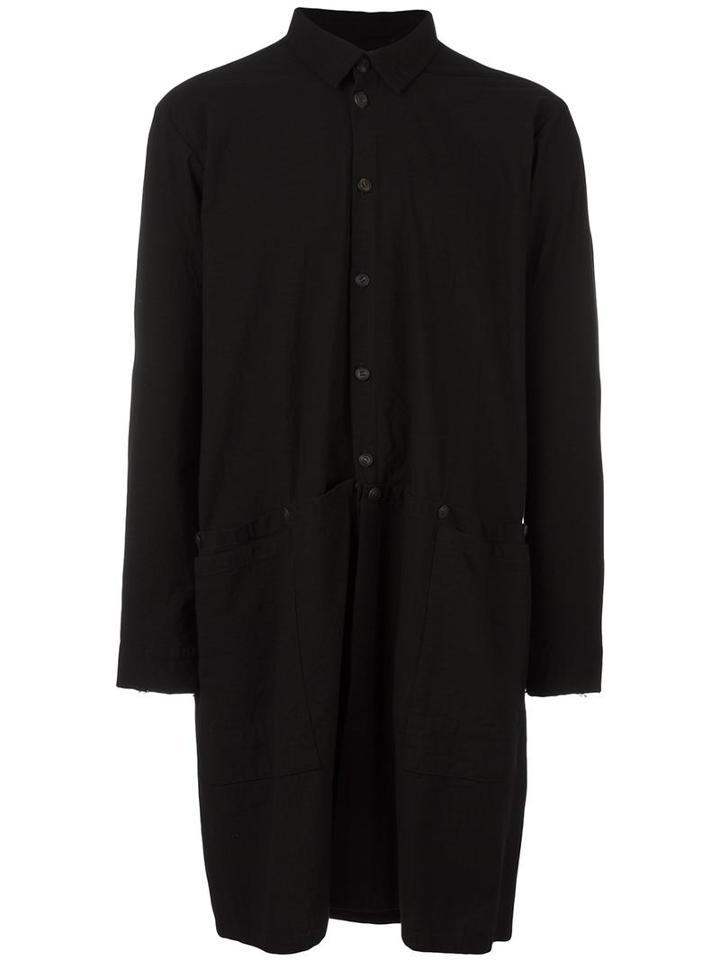 Atelier Suppan Raw Edge Oversized Shirt Jacket, Men's, Size: 0, Black, Cotton